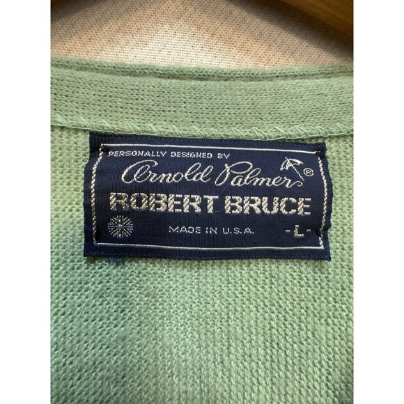 Arnold Palmer Robert Bruce Womens Knitted Cardigan Sweater Size L Green V-Neck - Picture 2 of 10